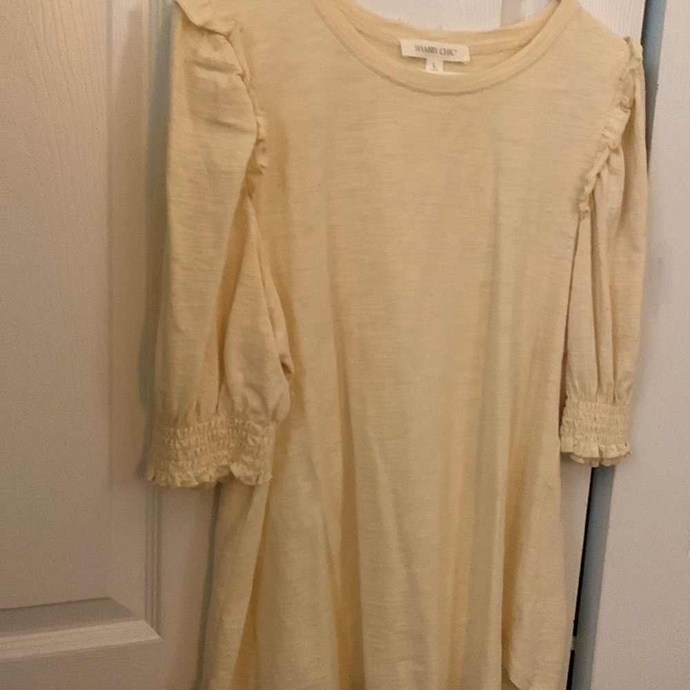 Shabby Chic cream/ivory quarter sleeve ruffle blouse